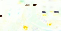 a white and yellow abstract painting on a white background